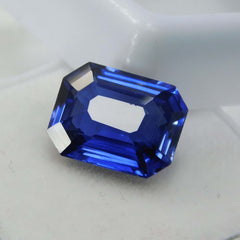 8.11 Ct CERTIFIED Loose Gemstone Natural Blue Ceylon Sapphire Emerald Cut