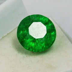 CERTIFIED 6.52 Ct Natural Emerald Round Cut Green Colombian Loose Gemstone