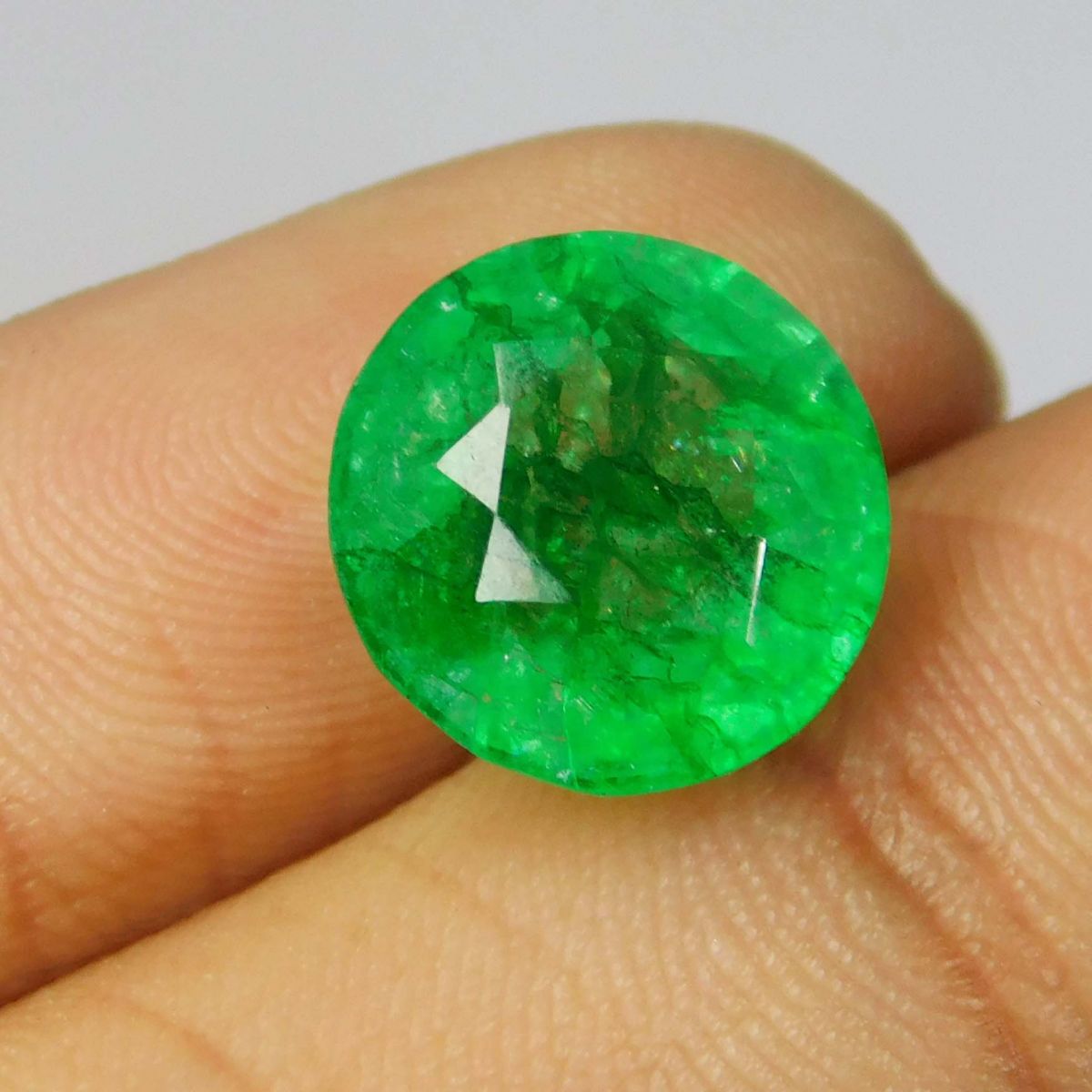 CERTIFIED 6.52 Ct Natural Emerald Round Cut Green Colombian Loose Gemstone