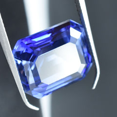 GIR CERTIFIED Emerald Cut Unheated Loose Gemstone 13.65 Ct Dark Blue Tanzanite.