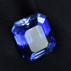 GIR CERTIFIED Emerald Cut Unheated Loose Gemstone 13.65 Ct Dark Blue Tanzanite.