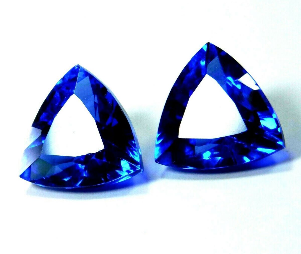 Natural BLUE Tanzanite TRILLION Shape 8-10 Ct Each Gemstone Pair  CERTIFIED