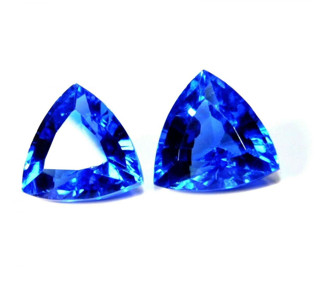 Natural BLUE Tanzanite TRILLION Shape 8-10 Ct Each Gemstone Pair  CERTIFIED