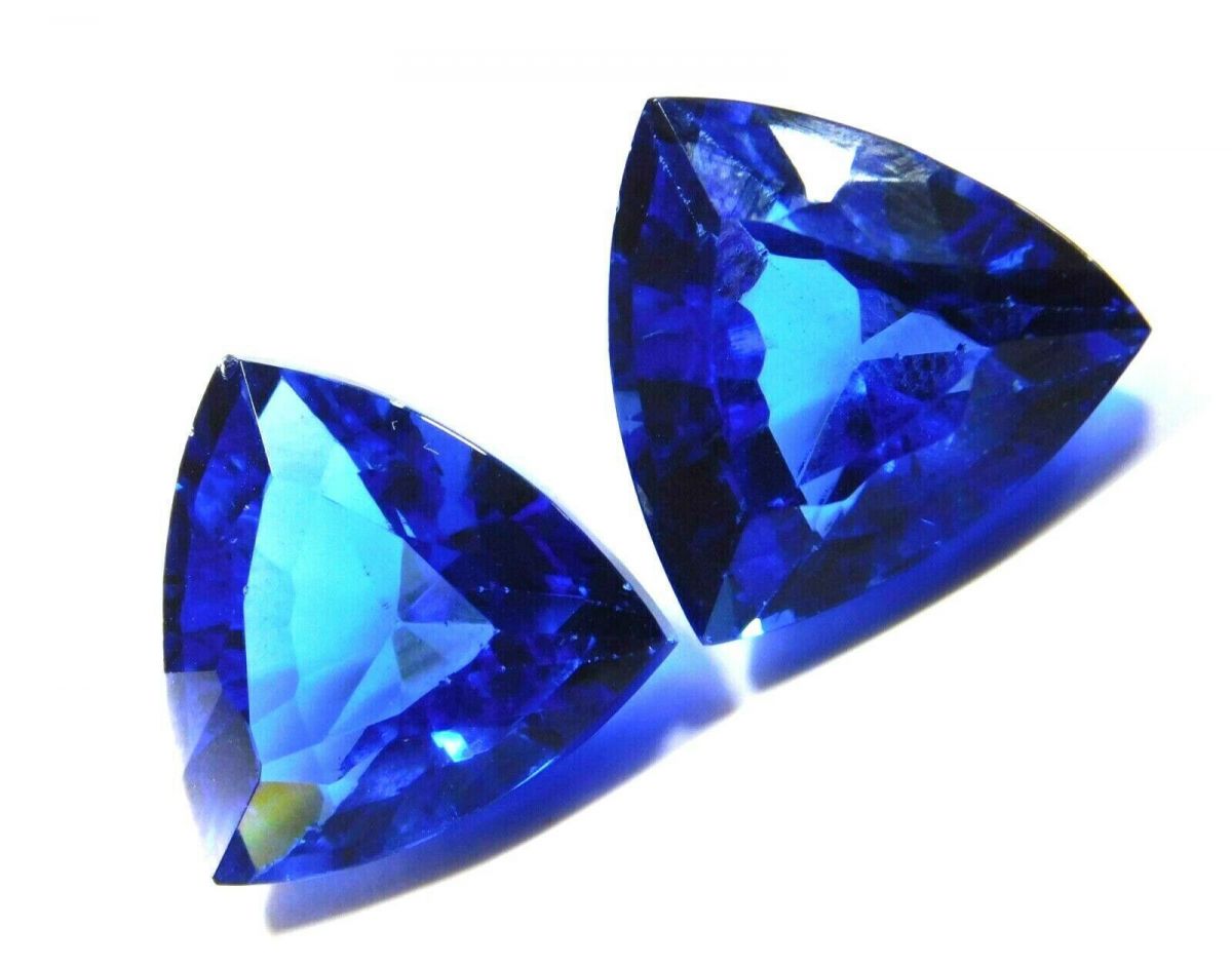 Natural BLUE Tanzanite TRILLION Shape 8-10 Ct Each Gemstone Pair  CERTIFIED