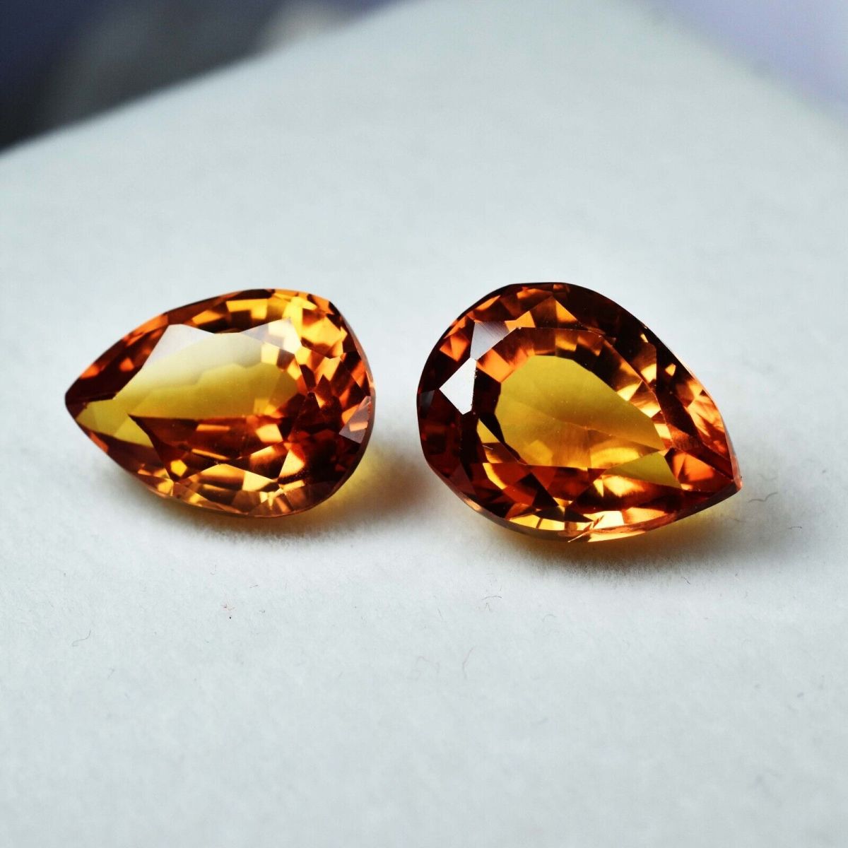 8 to 10 Ct NATURAL Fire Yellow Sapphire CERTIFIED Pear Cut Loose Gemstone Pair