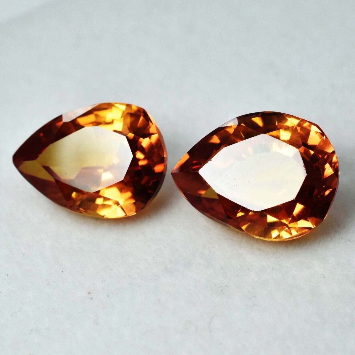 8 to 10 Ct NATURAL Fire Yellow Sapphire CERTIFIED Pear Cut Loose Gemstone Pair