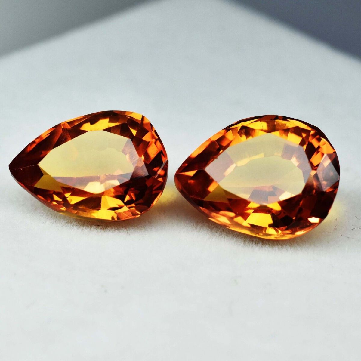 8 to 10 Ct NATURAL Fire Yellow Sapphire CERTIFIED Pear Cut Loose Gemstone Pair