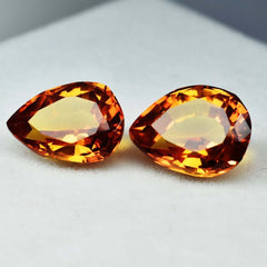 8 to 10 Ct NATURAL Fire Yellow Sapphire CERTIFIED Pear Cut Loose Gemstone Pair