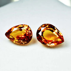 8 to 10 Ct NATURAL Fire Yellow Sapphire CERTIFIED Pear Cut Loose Gemstone Pair