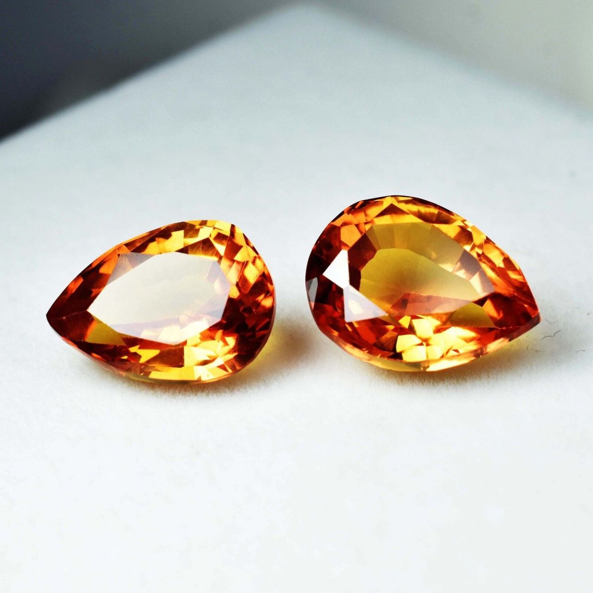 8 to 10 Ct NATURAL Fire Yellow Sapphire CERTIFIED Pear Cut Loose Gemstone Pair