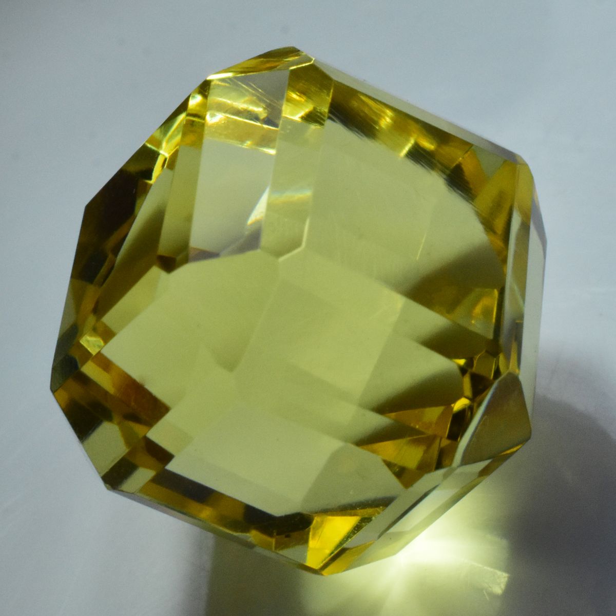 Cube AAA++ Cut 46.45 Ct Lab-Created Yellow Sapphire CERTIFIED Loose Gemstone