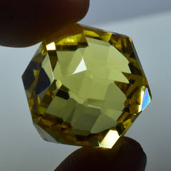 Cube AAA++ Cut 46.45 Ct Lab-Created Yellow Sapphire CERTIFIED Loose Gemstone