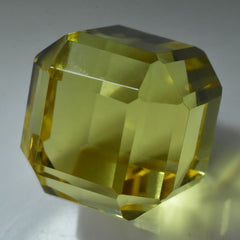 Cube AAA++ Cut 46.45 Ct Lab-Created Yellow Sapphire CERTIFIED Loose Gemstone