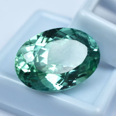 Bluish Green Oval Cut 21.80 Ct Natural CERTIFIED Loose Gemstone Sapphire.