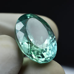 Bluish Green Oval Cut 21.80 Ct Natural CERTIFIED Loose Gemstone Sapphire.