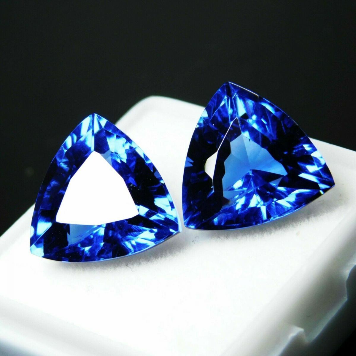 16.20 Ct NATURAL Blue TANZANITE Trillion Shape CERTIFIED Loose Gemstone Pair