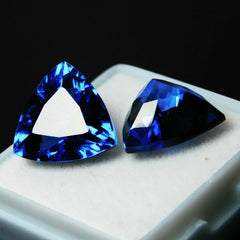 16.20 Ct NATURAL Blue TANZANITE Trillion Shape CERTIFIED Loose Gemstone Pair