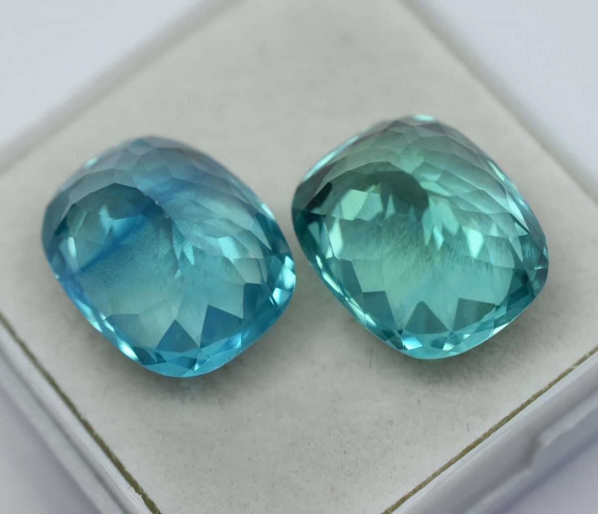 16.56 Ct Natural Montana Sapphire CUSHION Royal Color CERTIFIED Gemstone Pair