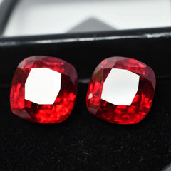 16.50 Ct NATURAL Ruby Red Square Cushion Shape CERTIFIED Loose Gemstone Pair