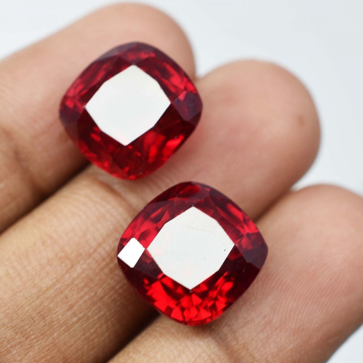 16.50 Ct NATURAL Ruby Red Square Cushion Shape CERTIFIED Loose Gemstone Pair