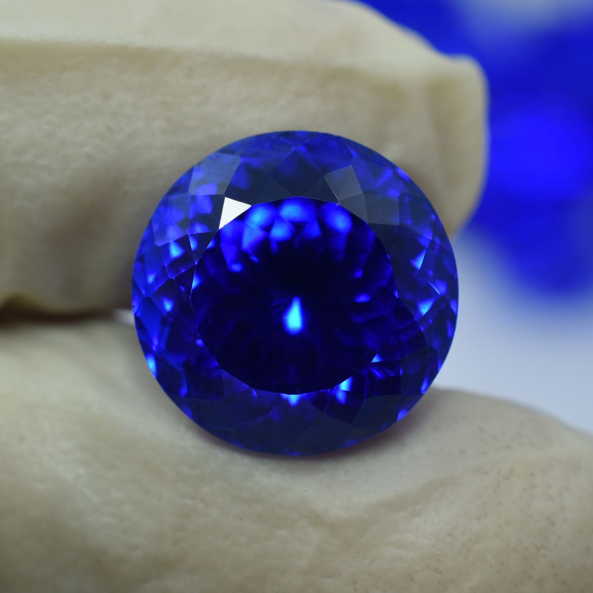 18.50 Ct Natural Round Cut Blue Tanzanite CERTIFIED Loose Gemstone