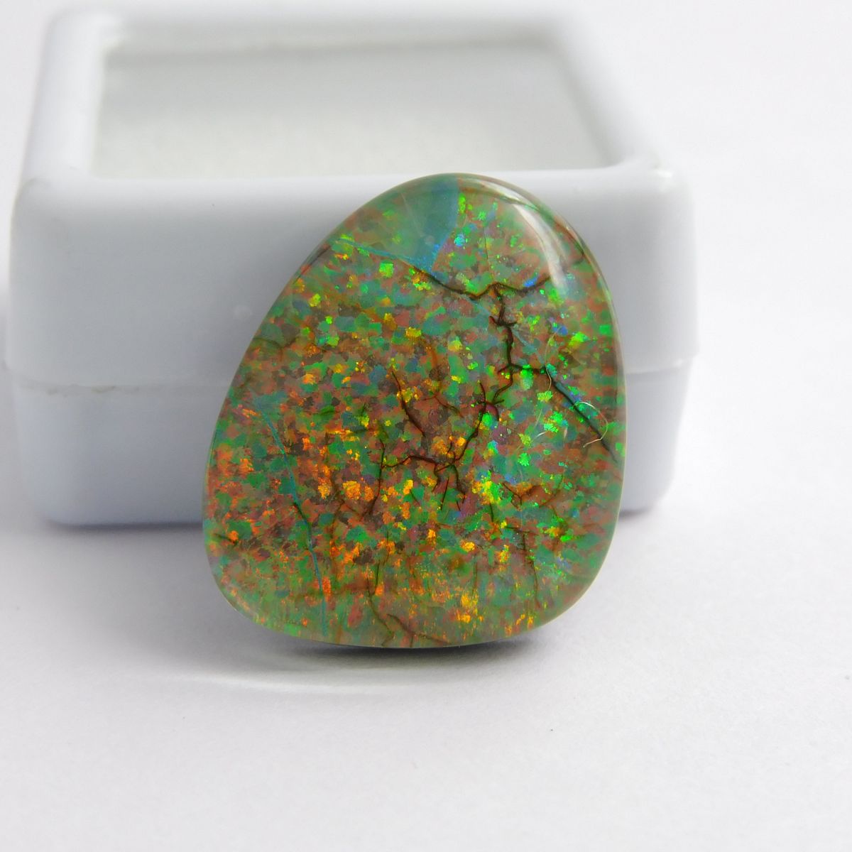 Natural Multi Color Monarch CERTIFIED Loose Gemstone 13.85 Ct Fancy Cut Opal