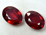 Natural Ruby Gemstone Pair - Oval Faceted Cut Clarity Enhanced


