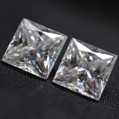 Pair 4x4 mm Square Cut Moissanite CERTIFIED VVS1 and D-White Loose Gemstone