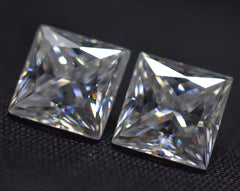 14.50Ct Synthetic Moissanite CERTIFIED D Color Pair Gemstone 2 Pcs Square 9.5 MM