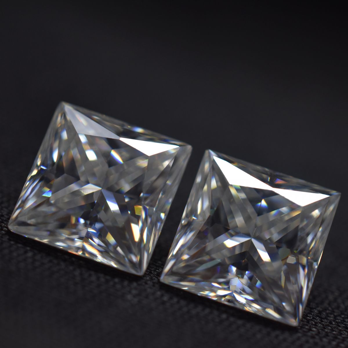 14.50Ct Synthetic Moissanite CERTIFIED D Color Pair Gemstone 2 Pcs Square 9.5 MM