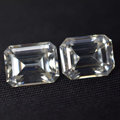 Emerald Cut CERTIFIED Pair Moissanite Loose Gemstone 3.10 Ct VVS1 D Color 2 Pcs