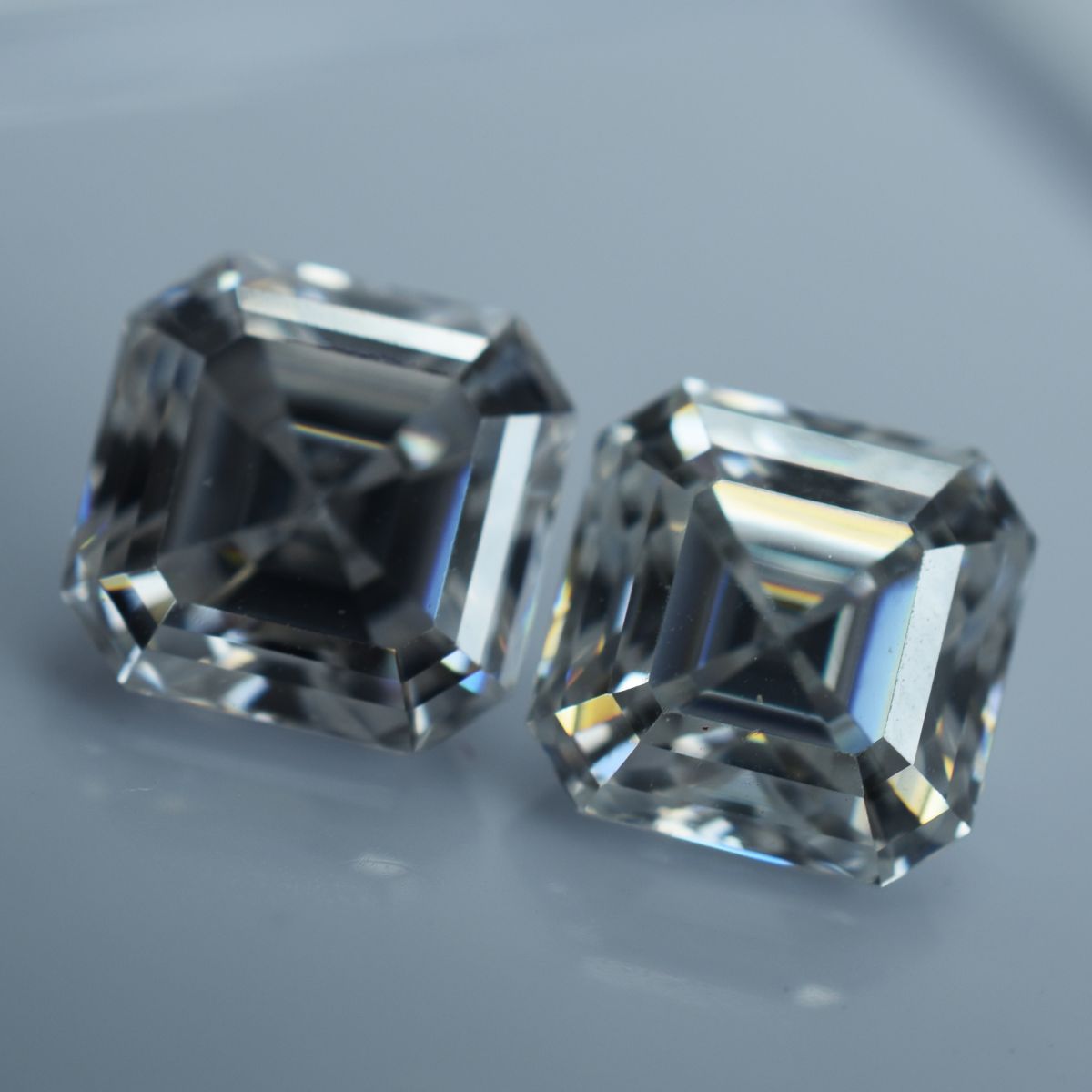 14.50Ct Synthetic Moissanite CERTIFIED D Color Pair Gemstone 2 Pcs Square 9.5 MM