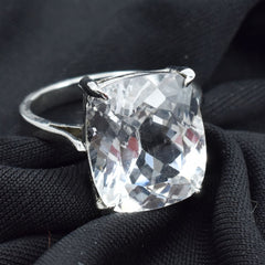 Silver Plated Ring Sapphire Best Ring Sz 9 White Color 28.80 Ct Cushion Cut