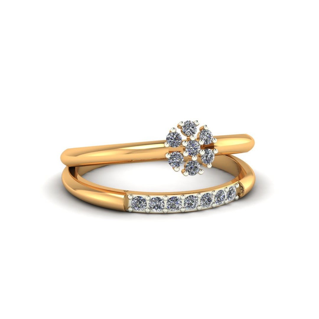 The Harper Diamond Open Ring – Floral Accent Design in Gold