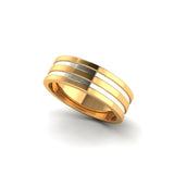 18K GOLD WITH SILVER INLAY, DUAL TONE MEN’S WEDDING RING