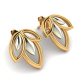 Two-Tone Gold Leaf Stud Earrings for Women