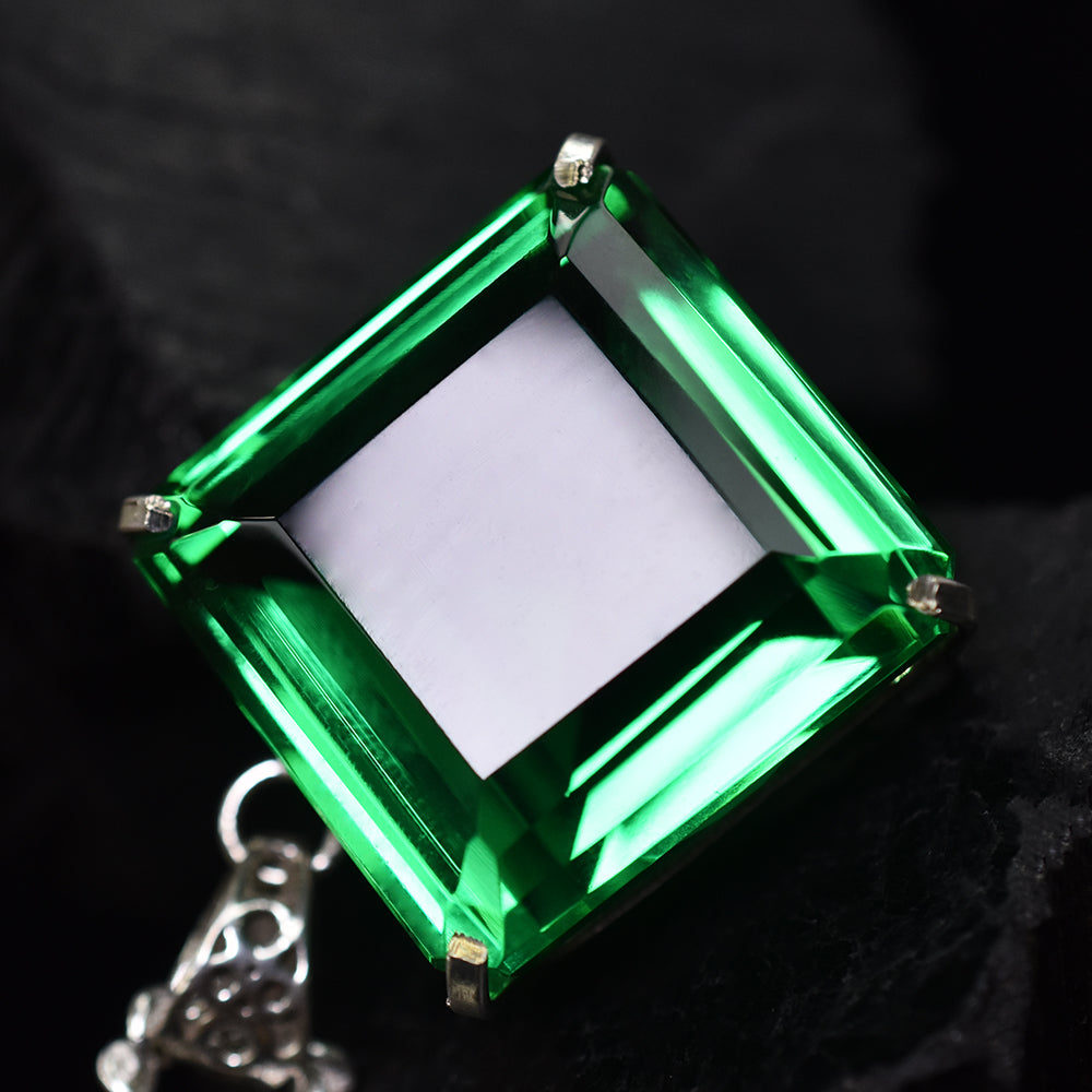 Certified Natural Topaz 133 Ct 925 Sterling Silver Pendant Rare Green Gemstone