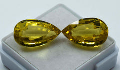 Ring Size 21.40 Ct  Natural Yellow Sapphire Pear CERTIFIED Pair Loose Gemstone