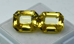 Sapphire Yellow Loose Gemstone 21.25 Ct Natural CERTIFIED Emerald Shape Pair