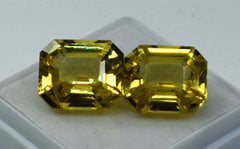 Sapphire Yellow Loose Gemstone 21.25 Ct Natural CERTIFIED Emerald Shape Pair