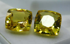 Yellow Sapphire CERTIFIED 19 Ct Natural Cushion Shape Loose Gemstones Pair