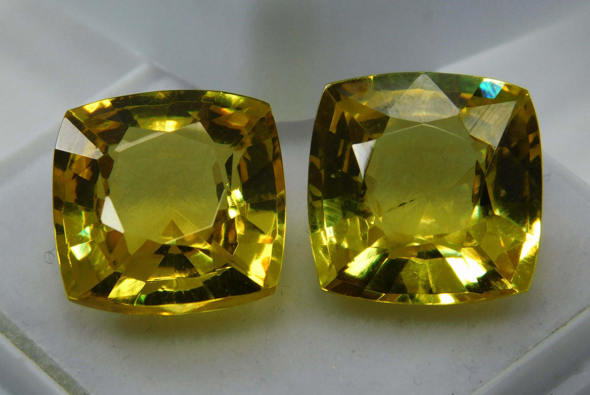 Yellow Sapphire CERTIFIED 19 Ct Natural Cushion Shape Loose Gemstones Pair