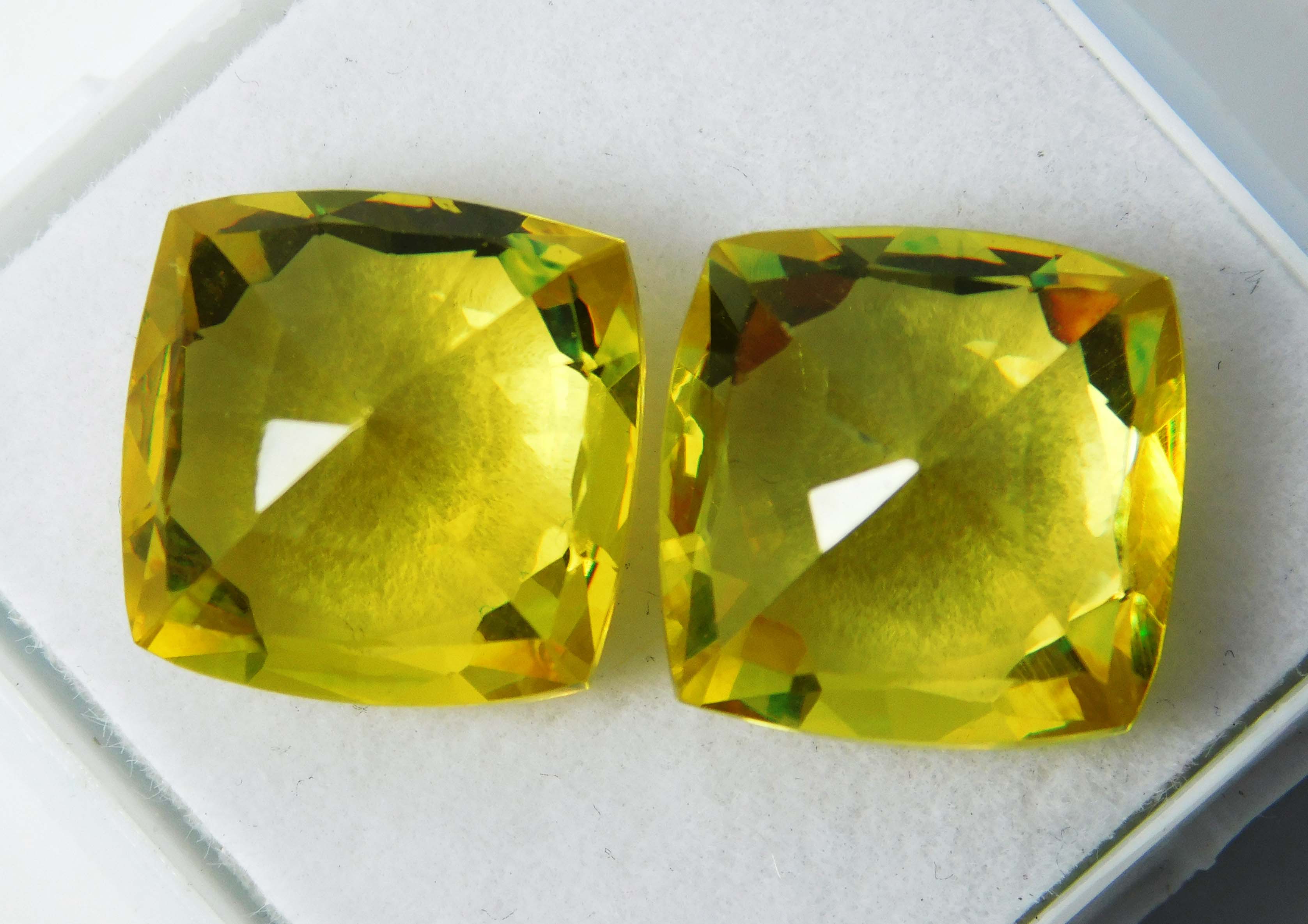 Yellow Sapphire CERTIFIED 19 Ct Natural Cushion Shape Loose Gemstones Pair