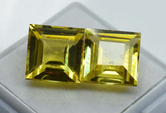 Square Shape 21.15 Carat Pair Natural CERTIFIED Sapphire Yellow Loose Gemstone