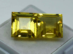 Square Shape 21.15 Carat Pair Natural CERTIFIED Sapphire Yellow Loose Gemstone