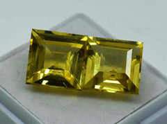 Square Shape 21.15 Carat Pair Natural CERTIFIED Sapphire Yellow Loose Gemstone