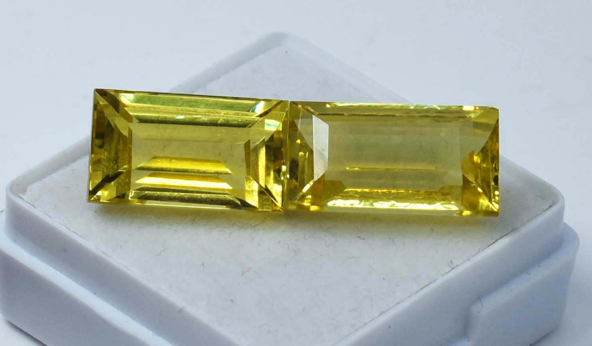 18.55 Carat Natural Yellow Sapphire CERTIFIED Emerald Cut Loose Gemstone Pair