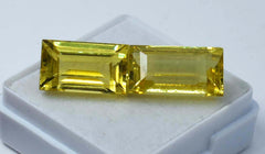 18.55 Carat Natural Yellow Sapphire CERTIFIED Emerald Cut Loose Gemstone Pair