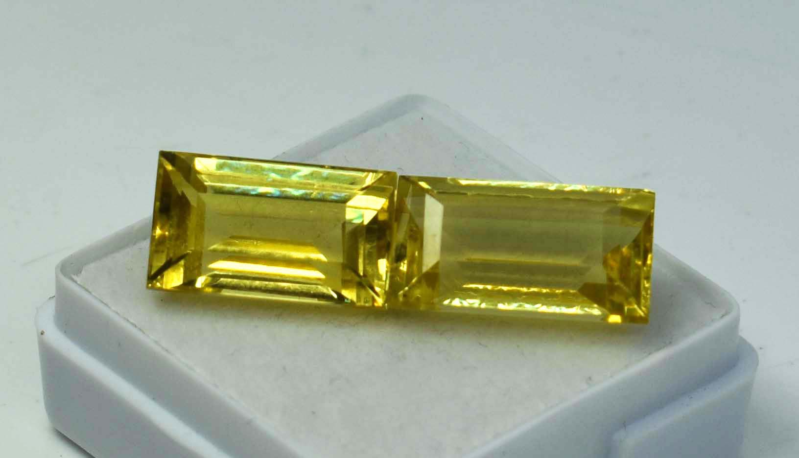 18.55 Carat Natural Yellow Sapphire CERTIFIED Emerald Cut Loose Gemstone Pair