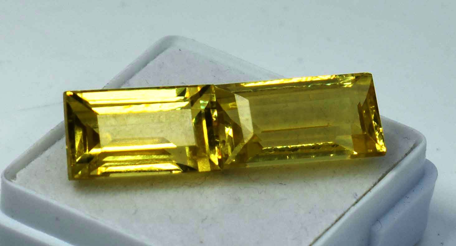 18.55 Carat Natural Yellow Sapphire CERTIFIED Emerald Cut Loose Gemstone Pair